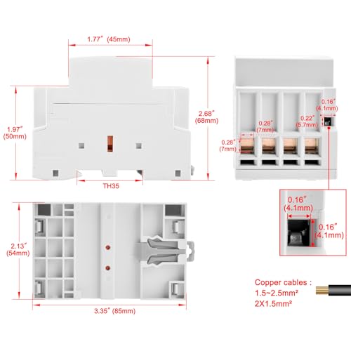Heschen Household AC Contactor HSR1-63 4 Pole Four Normally Closed 220V/240V Coil Voltage 35mm DIN Rail Mount