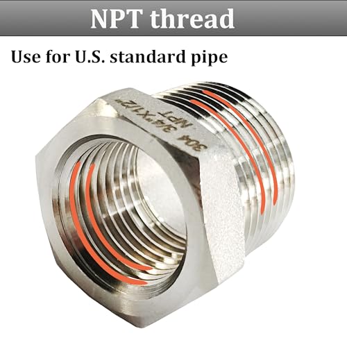 2 Pcs 1" Male NPT to 1/2" Female NPT Reducer Hex Bushing - size: 1" - 1/2"