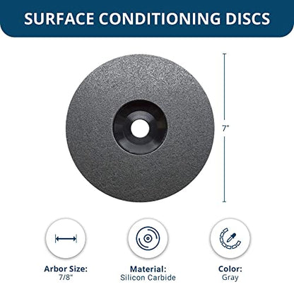 Benchmark Abrasives 7" Diameter Surface Preparation Non Woven Discs with 7/8" Arbor for Die Grinder Surface Grinding Polishing Burr Finish Rust Paint Removal (Pack of 5) - (Gray)