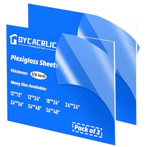 2 Pack Acrylic 24x48 Plexiglass Sheet 1/8 inch Thick - Clear Transparent Acrylic Sheets 24 x 48 for Laser Cutting,Signs,Crafts,Machine Cover,Shelves,Display,Tabletop,Windows Glass - size: 2 Pack 24x48inch 1/8 thick