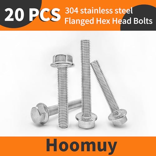 M8 x 16mm 20pcs Heavy Duty Flanged Hex Head Bolts, Flange Hexagon Head Screws, Stainless Steel 304, Metric Fully Threaded, Bright Finish - size: M8 x 16mm(20pcs)