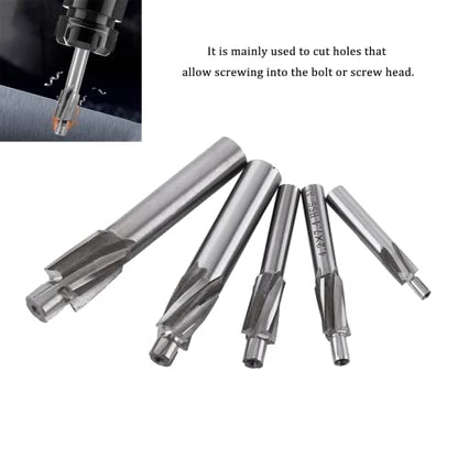 Watris Veiyi 5PCS Counterbore Drill Bit Set, 4 Flutes End Mill Bits