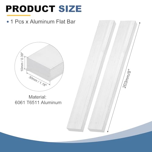 MECCANIXITY Square Aluminum Flat Bar, 3/8" Thick 1-3/16" Width 8" Length 6061 Aluminum Flat Plate, 10 x 30 x 203mm T6511 Solid New Mill Stock for Industrial - size: 3/8" T x 1-3/16" W x 8" L