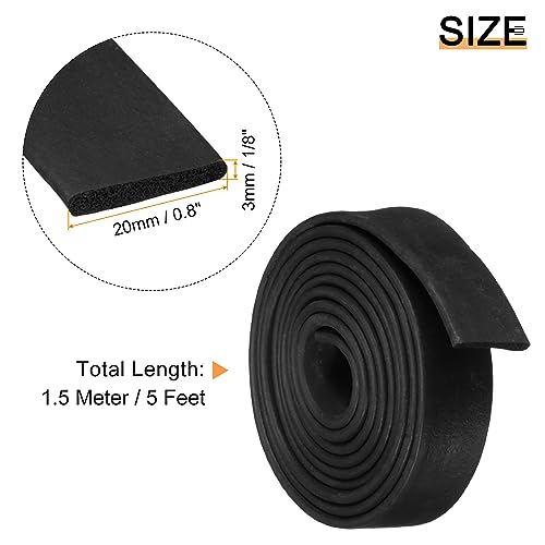 uxcell EPDM Rubber Foam Sheet Strip 1/8" T x 0.8" W x 5' L Rubber Sheet Rolls Weather Strip for DIY Gasket, Crafts, Insulation - size: 1/8" T x 0.8" W x 5' L