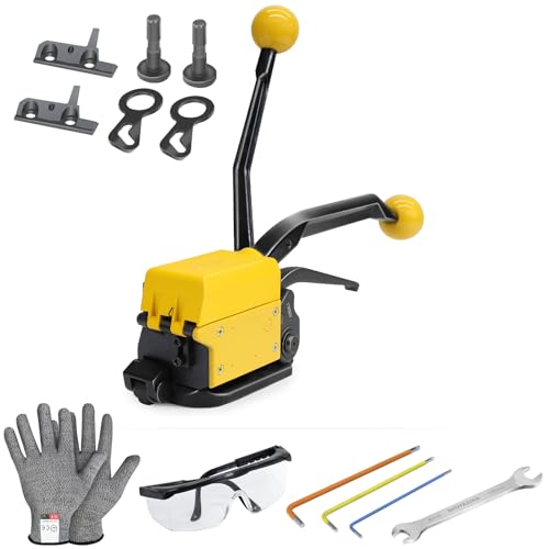 Packaging Metal Steel Strapping Banding Tool Machine for Steel Strap Integrates Functions of Tensioner Crimper and Cutter Sealless Combination (A333-1/2") - style: A333-1/2"