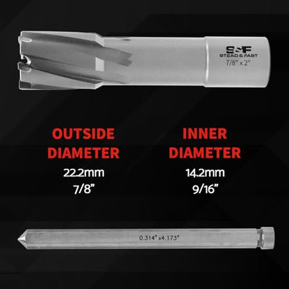 S&F STEAD & FAST Carbide Annular Cutter, Cutting Diameter 7/8”, DOC 2” - size: 7/8 x 2"