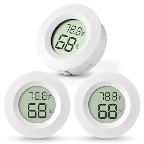 Atogou 3-Pack Mini Hygrometer & Thermometer, Indoor Digital Humidity Meter - color: White 3-pack