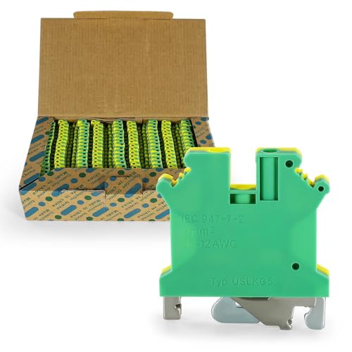 100PCS USLKG5 Wire Terminal Block DIN Rail Ground Circuit Application for 12-28 AWG 800V Electrical Cabinets Distribution Box,Solar Project,PLC Industrial Control Automation Panel DIY CNC RV - color: 100pcs Green