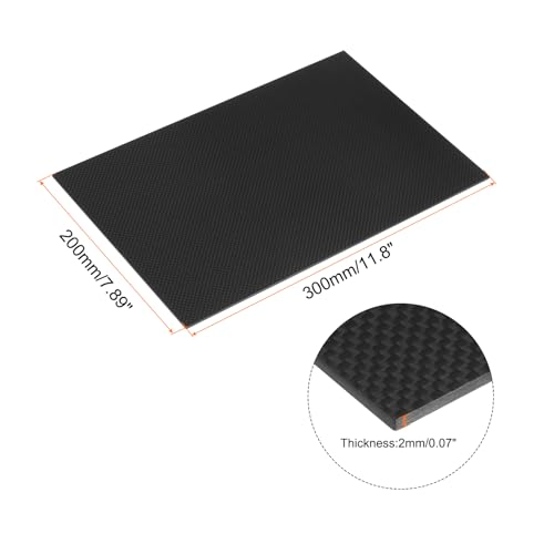 MECCANIXITY 1 Pcs Carbon Fiber Sheet 300×200×2mm Glossy Surface Pultruded Flat Carbon Fiber Board Plate Plain Weave Panel Sheet for Kites RC Airplane - size: 300×200×2mm, style: Glossy