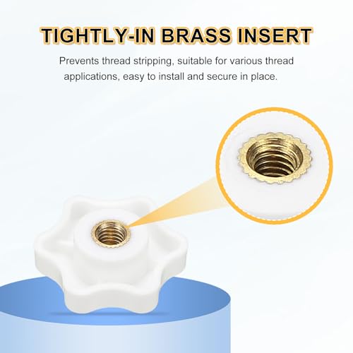HARFINGTON Star Knob M6 Female Thread 32mm Head Brass Insert White 3pcs - color: White, size: M6 x 32mm