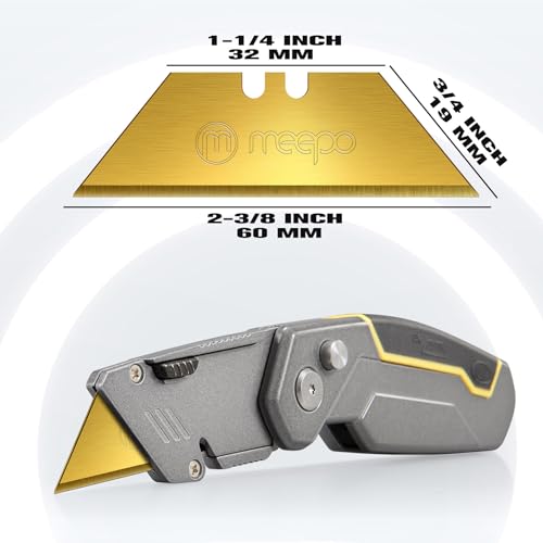 M MEEPO Utility Knife Blades, Titanium SK-2 Steel, w/Dispenser, 100-Pack - size: Titanium 100-Pack