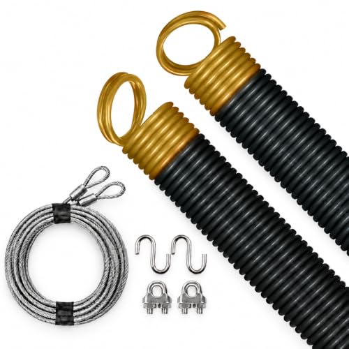Randall Manufacturing 25" Garage Door Extension Springs, 80 lb Gold End, 2-Pack – Includes 156" x 1/8" Safety Cables, S-Hooks & Adjustment Clips – for 7 FT Doors – Made in USA - size: 80 LBS Gold End 2 Springs