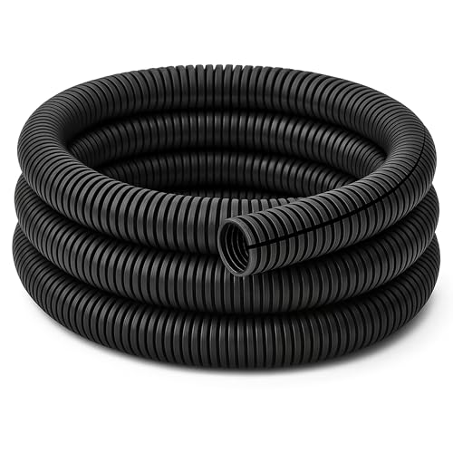 Electriduct Split Wire Loom Tubing Polyethylene Corrugated Flexible Conduit - 1/4" Nominal Size - 100 Feet - Black - color: Black, size: 0.25 Inch - 100 Feet