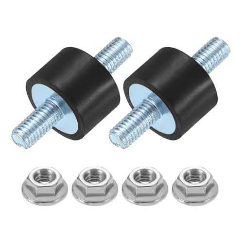 uxcell 2Pcs M5 x 10mm Rubber Mounts, 10 x 15mm Cylindrical Anti Vibration Isolator Studs Shock Absorber Double Studs with Nuts for Car Bobbin Generator Air Compressors - size: M5 x 10mm, 10 x 15mm
