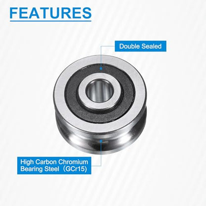 uxcell 4Pcs SG25 Deep U Groove Ball Track Guide Bearing 8mm ID x 30mm OD x 15mm Width Double Sealed Pre-Lubricated GCr15 High Carbon Chrome Bearings for Dual-Axis Guide Rails, Silver - size: SG25