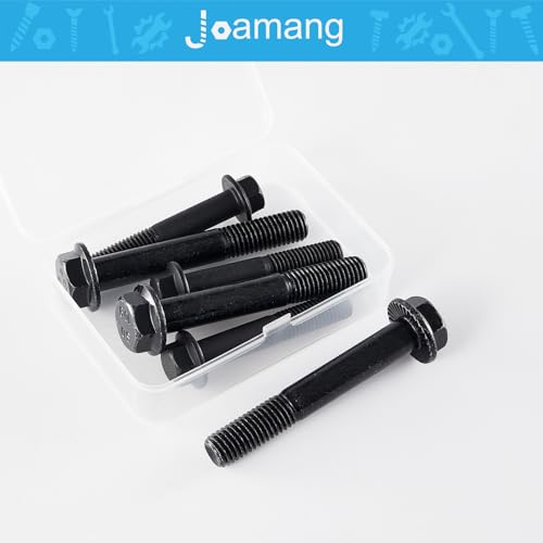 M10 x 55mm 10Pcs Flanged Hex Head Bolts, M10 x 1.5 Bolts, Flange Hexagon Head Screws, 10.9 Grade Alloy Steel, Black Oxide Finish, Metric Machine Threaded, Half Thread - size: M10 x 55mm(6PCS)