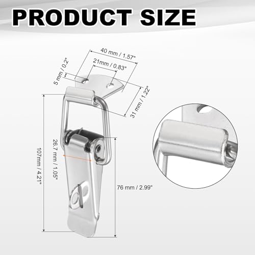 PATIKIL 2 Pcs Stainless Steel Spring Loaded Toggle Latch, 4.2" Tool Box Catch Hasp Clamp Lock with Mounting Hole and Screws for Cabinet Door Barn Wooden Case Chest - size: 4.2"