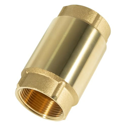 In-Line Check Valve No-Lead Brass Backflow Prevention, Lead-Free Brass Construction, Universal 1-1/4 inch One-Way Female Pipe Thread,1.25'' FNPT × 1.25'' FNPT