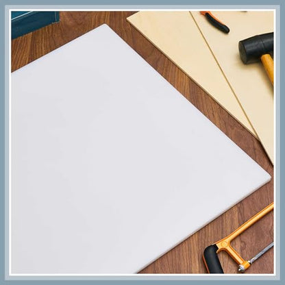 Sasylvia Hdpe Sheet, Hdpe Plastic Sheet Flexible High Density Polyethylene Cutting Board Solid Plastic Block for DIY Project Machining Home(1/2" X 4'' X 4'',White,2 Pcs)