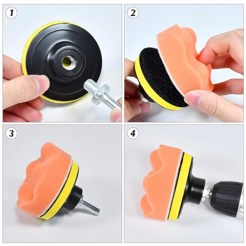 Car Foam Polishing Buffing Kit, Polishing Buffing Pads, Wool Pads,Polishing & Buffing Wheels, for Headlights & Body Foam Wax & Buffer Kits (27)
