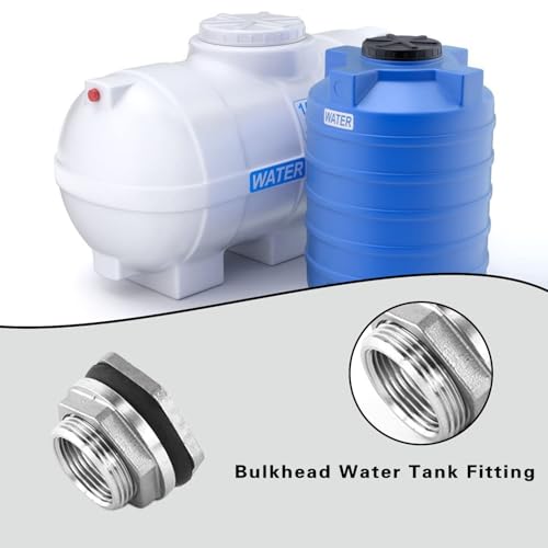 304 Stainless Steel Bulkhead Water Tank Fitting 3/4" Female Thread Compression Bulkhead Connector Thru-bulk Adapter with Gaskets for Bathtub and Sink (Pack of 2) - size: 3/4 Inch