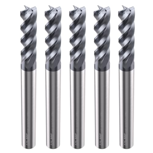 LU&MN Carbide Square End Mill, 4 Flute, 3/16", 5 Piece - size: 3/16 in