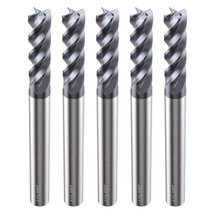 LU&MN Carbide Square End Mill, 4 Flute, 3/16", 5 Piece - size: 3/16 in