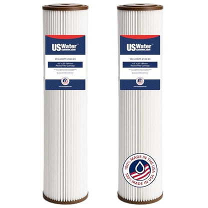 US Water Systems 5 Micron Water Filter 20 X 4.5, Pleated Water Filter Replacement, Removes Sediment and Improve Taste and Clarity of Water, Made in the USA - Pack of 2 - size: Pack of 2