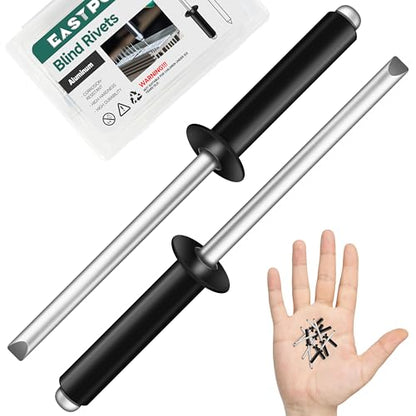 300 Pcs 1/8" x 1/2" Black Aluminum Blind Pro Rivets, 3.2 x 13mm Pop Rivets, Aluminum Grip and Steel Mandrel - color: Black, size: 1/8" x 1/2"