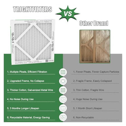 TRIGHTFILTERS 10x10x1 Air Filter 6 Pack, MERV 8 Filter Replacement - size: 10x10x1-6pack