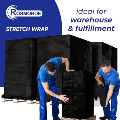 Rosmonde Bulk Black Plastic Wrap, 18" x 1500 ft, 20 Rolls Pack, 80 Gauge - color: Black, size: 20 Pack