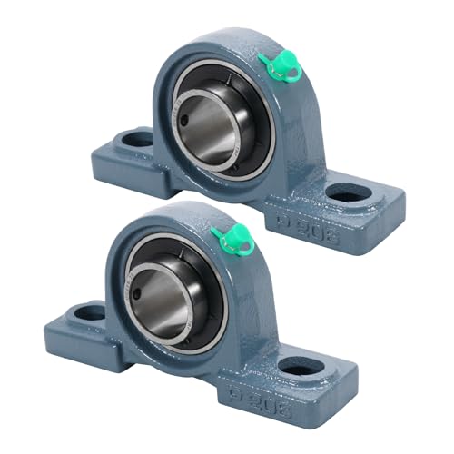 2 Pack UCP206-20 Pillow Block Bearing - Pack of 2 Mounted Pillow Block Bearings - 1 1/4" Mounted Pillow Block Chrome Steel Bearings Solid Cast Iron Base - Self Alignment - style: UCP206-20