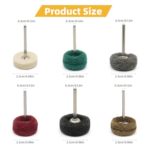 BURMONG 120 Pcs Polishing Kit for Dremel, Abrasive Buffing Wheels 1/8 Inch Shank for Rotary Tool, Polishing Wheels for Metal Wood Jewelry DIY Sanding