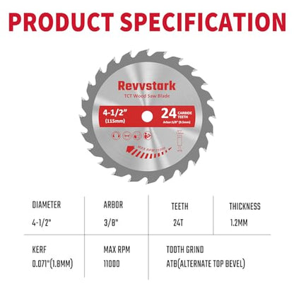 4 Pack 4 1/2 Inch 24T Circular Saw Blade for Various Wood Cutting - size: 4-1/2 In 3/8" Arbor 24T(4PCS)