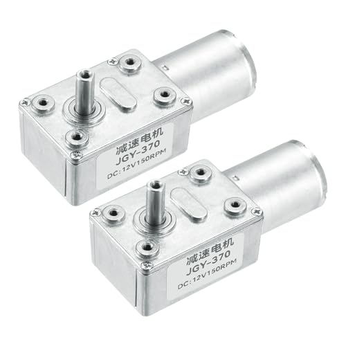 MECCANIXITY 2 Pcs DC 12V 150 RPM Reversible Worm Geared Motor Reducer Motor 6mm D Shape Shaft High Torque Gear Box Reduction Electric Motor for Sweepers, Printers, Ovens - style: 150 RPM
