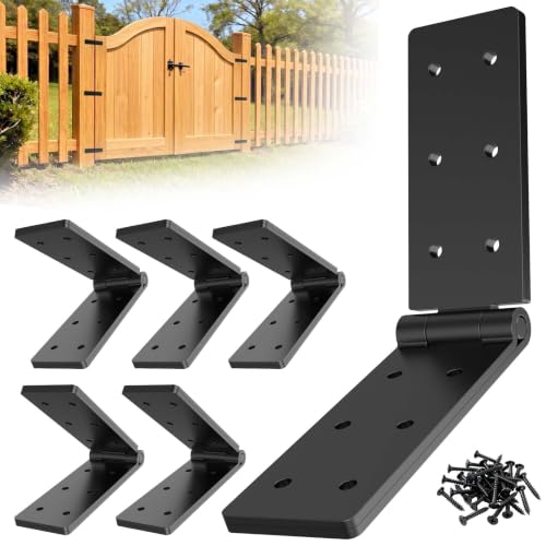 Heavy Duty Hinges 270 Degree Gate Hinge for Outdoor Doors Black 6PCS - size: Black-6PCS
