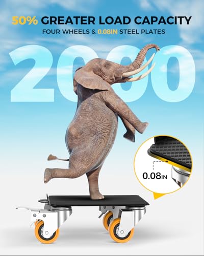 KYX Furniture Dolly, Furniture Movers with 4 Wheels,Carbon Steel Panel Heavy Duty Dolly, Furniture Lifter with 360° Rotatable Silent Floor-Friendly Universal Wheels, Max Load 2000LBS (5.4x5.4 in) - size: 5.4x5.4 inch