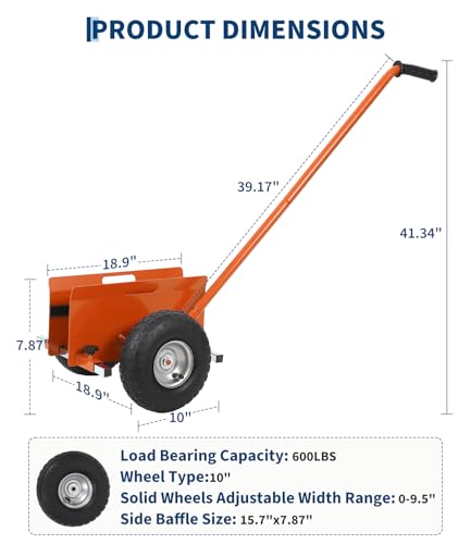 Garvee Panel Dolly with Extended Handle, 660 LBS Capacity, Heavy Duty Drywall Cart with 10" Solid Rubber Wheels, Panel Cart for Sheetrock Plywood & Doors Transport - color: Orange