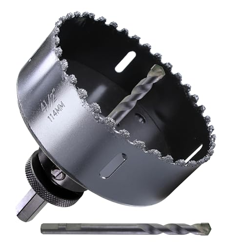 4-1/2 inch Carbide Grit Hole Saw Cutter for Hardy Plank Air Brick Stucco Drywall Fiber Cement siding Backer Board Plasterboard - color: 4-1/2"(114mm)