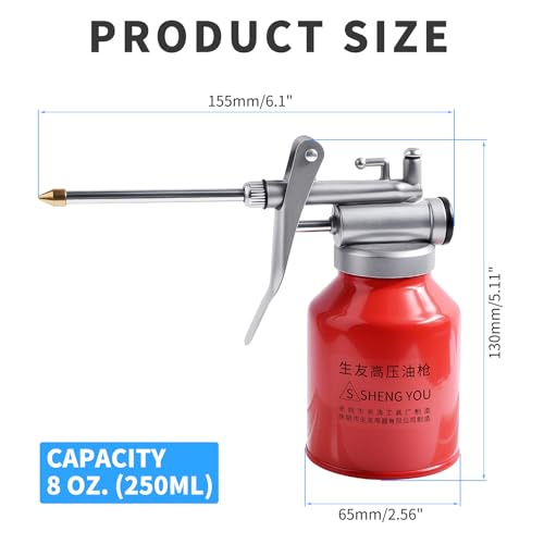 2 Pcs Pump Oiler Can, 250ml, Aluminum, Red - size: 2PCS 250ml/8 oz