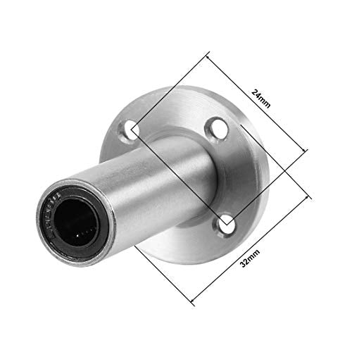 uxcell LM8UU Extra Long Round Flange Linear Ball Bearings, 8mm Bore Dia, 15mm OD, 45mm Length(Pack of 2) - size: 8mm