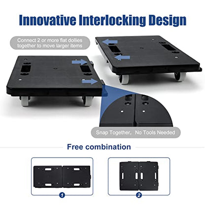Furniture Movers Dolly Furniture Movers with Wheels, Portable Moving Rollers Leg Dollies for Heavy Furniture, 4 Wheels Small Flat Dolly, 880 Lbs Capacity - color: 4 Pk/Dolly