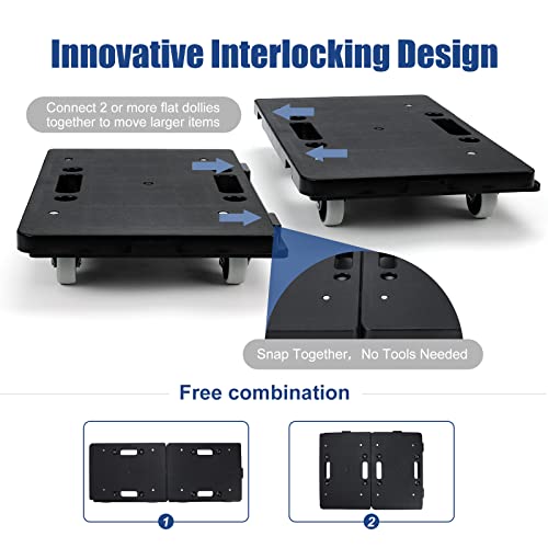 Furniture Movers with Wheels, Portable Moving Rollers Leg Dolly for Heavy Furniture, 4-Wheel Small Flat Dolly, 440 Lbs Capacity, 2-Pack, Black - color: Dolly