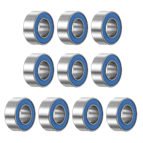 uxcell 10pcs MR105-2RS Miniature Deep Groove Ball Bearings 5x10x4mm Rubber Sealed Bearings for TRX4 1/10 RC Cars Trucks, 3D Printer, P6 (ABEC 3) - color: Blue, size: 5x10x4mm