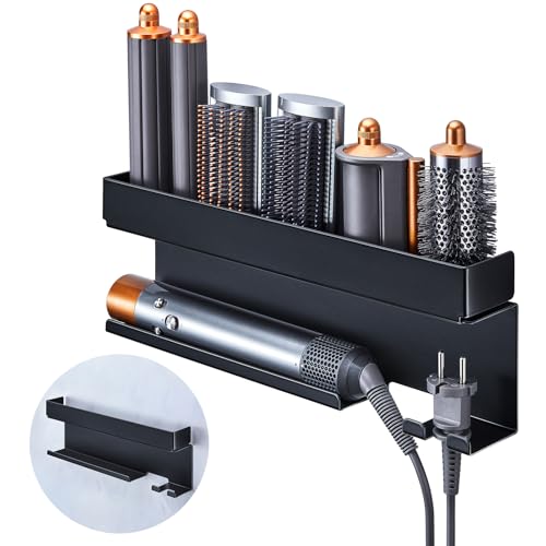 Storage Hair Dryer Holder for Curling Iron Accessories, Hair Tool Organizer Wall Mount, Curling Iron Holder Organizer, Bathroom Hair Straightener Holder Stand for Styler Attachments Organizer, Black - color: Black
