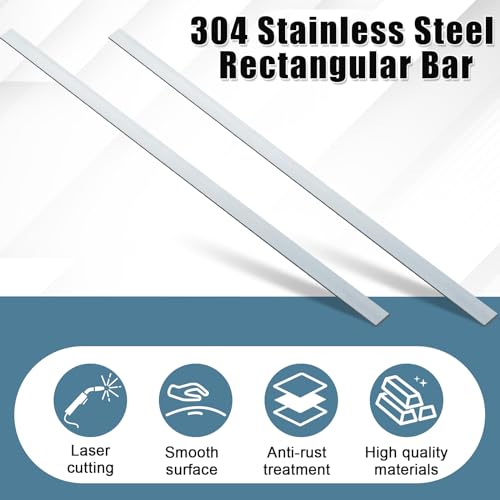 Yaocom 2 Pcs 304 Stainless Steel Flat Bar, 48" L,1-1/2" W,1/8" T - size: 48" L,1-1/2" W,1/8" T