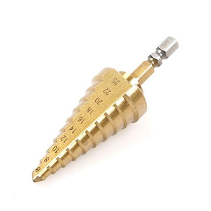 3 Pcs Hex Shank HSS Titanium Coated Step Drill Bits Set for DIY Woodworking Tool,4-/12/20/32mm - style: Hex Shank