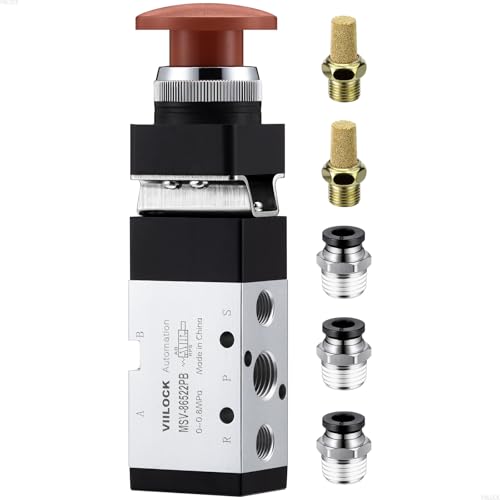 5/2 Way 1/4"NPT Momentary Push Button Mechanical Valve MSV-86522PB - style: 5 Way 2 Position