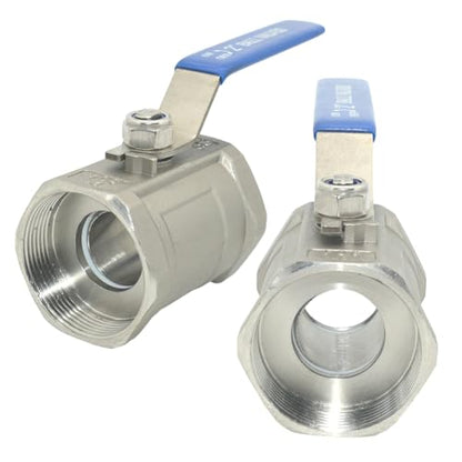 VARMHUS 2PCS 2" Stainless Steel 304 Ball Valve 1Pc Type NPT Female Threaded with Heavy Duty Blue Vinyl Insulation Handle,CF8M Ristricted Flow,1000 WOG (2PCS 2") - size: 2 Pieces 2 inches