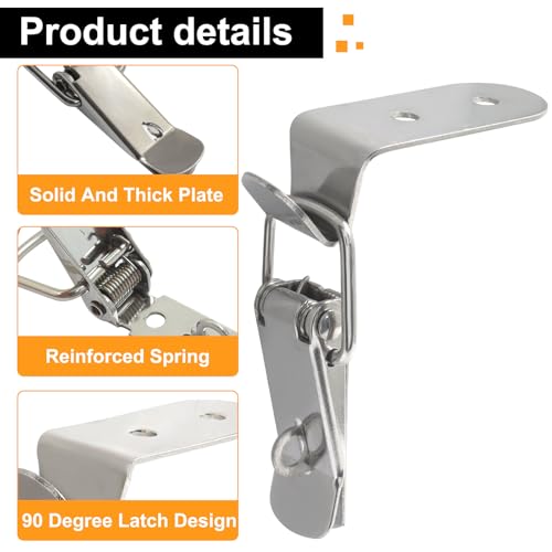 8PCS 90-Degree Tool Box Latches, Stainless Steel - size: with keyholes